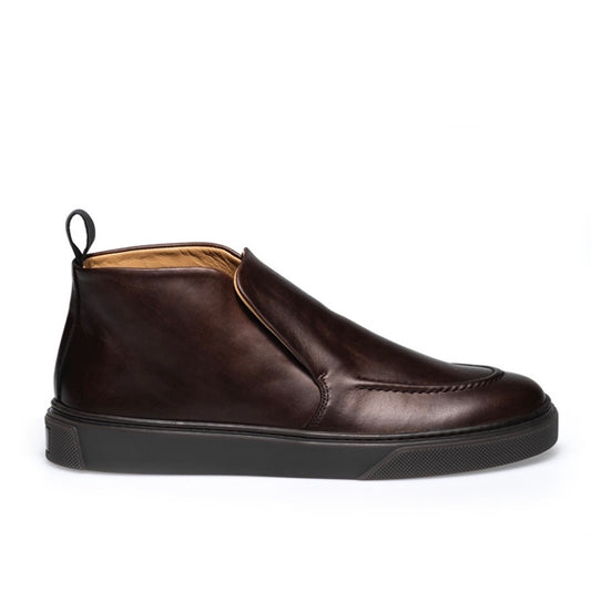 Italian shoes without lace for men in brown