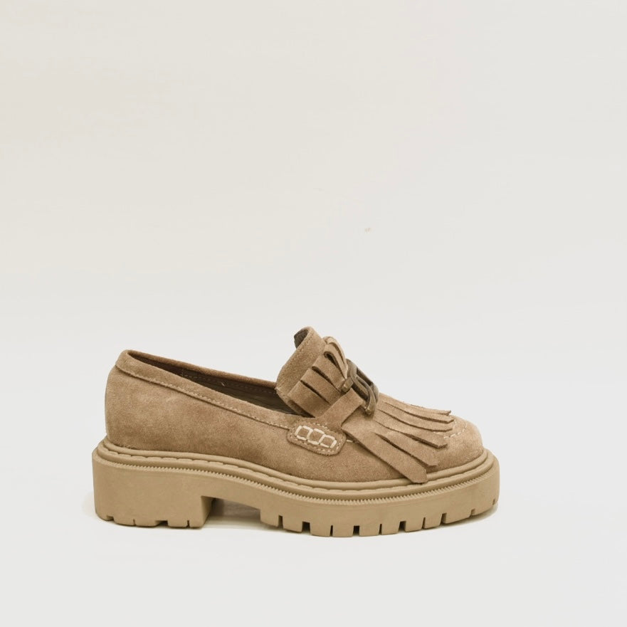 Turkish loafers for woman in suede beige