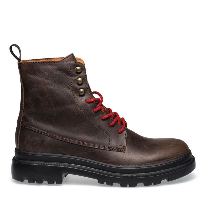 Italian ankle boots for men in brown with tow laces