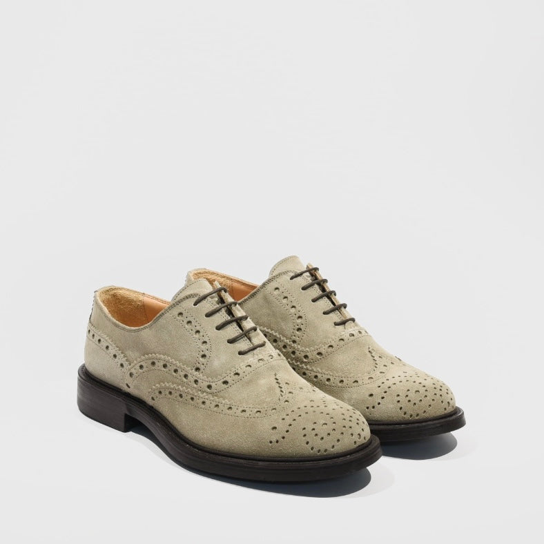 Oxford lace up for men in suede Beige