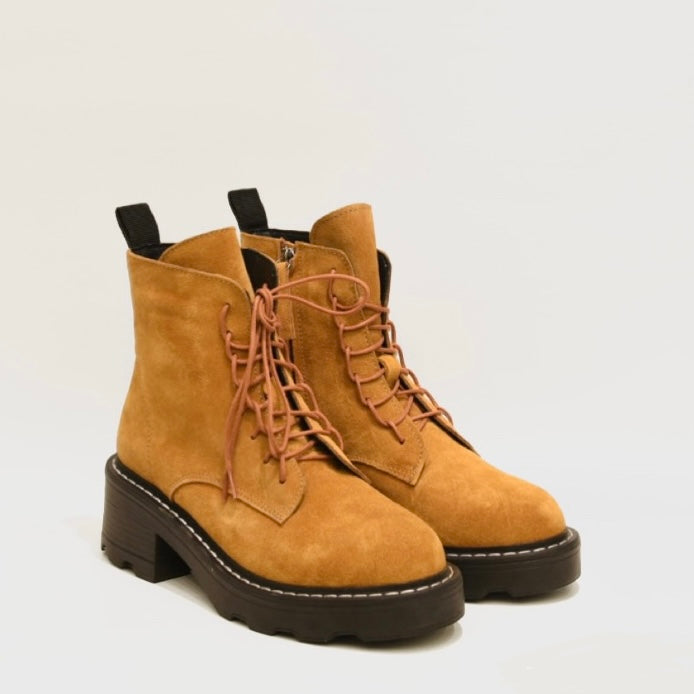 Turkish ankle boots for woman in suede yellow