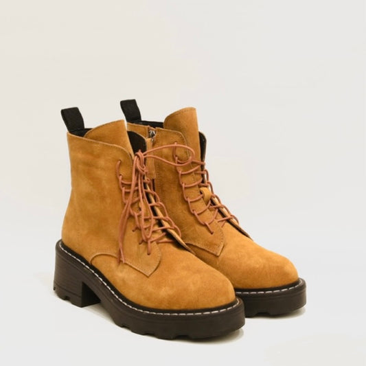 Turkish ankle boots for women in suede yellow