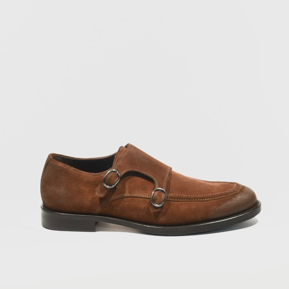 Shalapi Italian Classic shoes without lace for men in suede Camel